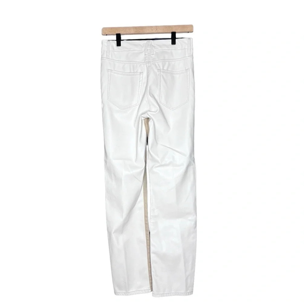 Good American (NWOT) Good Classic Faux Leather Two Tone  Color Block Pant Size 4 - Picture 3 of 8